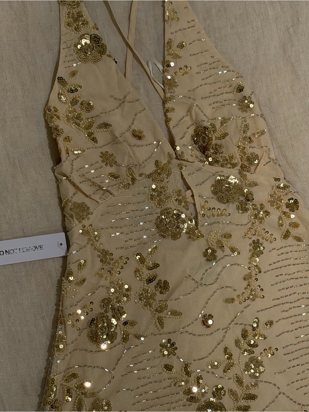 Princess Polly Steffie Beaded Backless Mini Dress Gold 6 - Picture 5 of 7